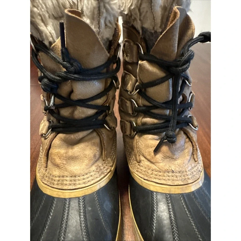 Vintage Sorel Winter Pac Boots Women's 8 Made in Canada Natural Rubber Leather‎